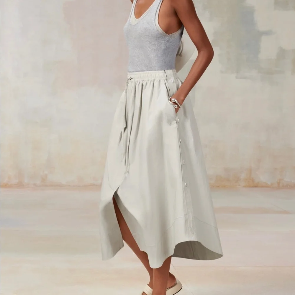 Zara SRPLS limited edition grey/ beige Drawstring Skirt